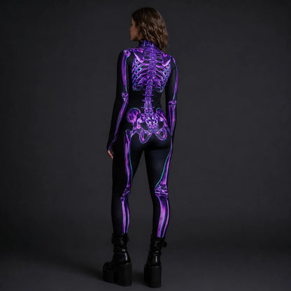 Women's Amethyst Purple Skeleton Costume | Elegant Horror-Themed Outfit for Halloween 3