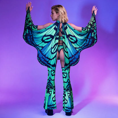 Women's Bold Mesh Rave Outfit | Fierce Underboob Top and Strappy O-Ring Chap Pants 4