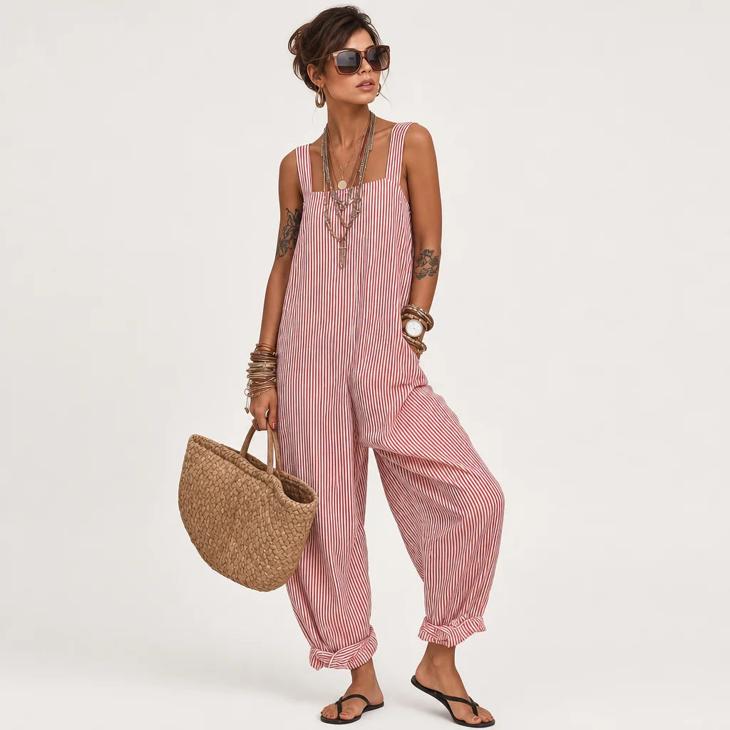 Women's Comfortable Striped Jumpsuit | Chic Loose-Fit Sleeveless Summer Outfit 6