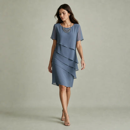 Women's Elegant Layered Dress | Tummy-Flattering Formal Cocktail Dress 0