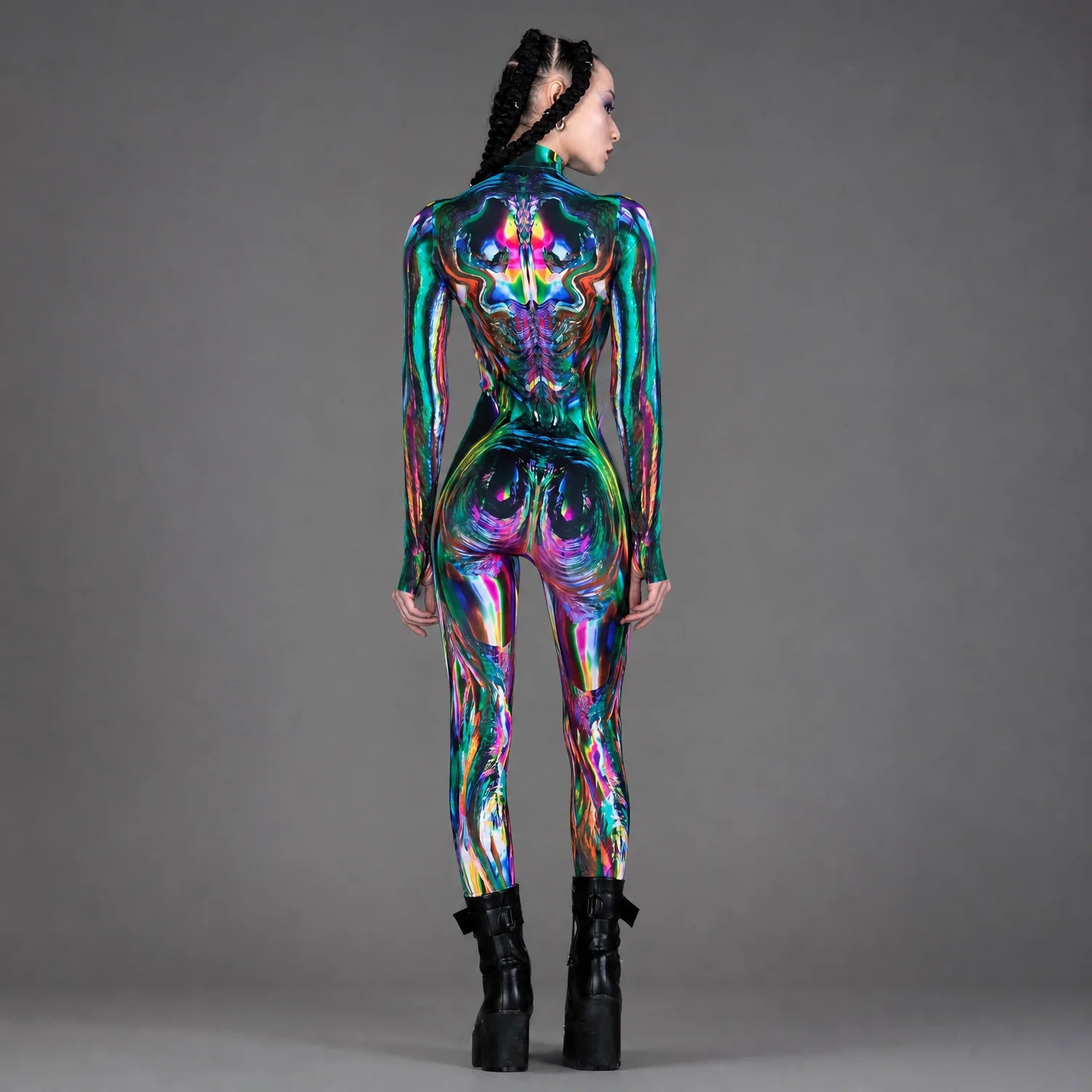 Women's Multichrome Polyester Costume | Dazzling Full-Body Halloween Outfit 2