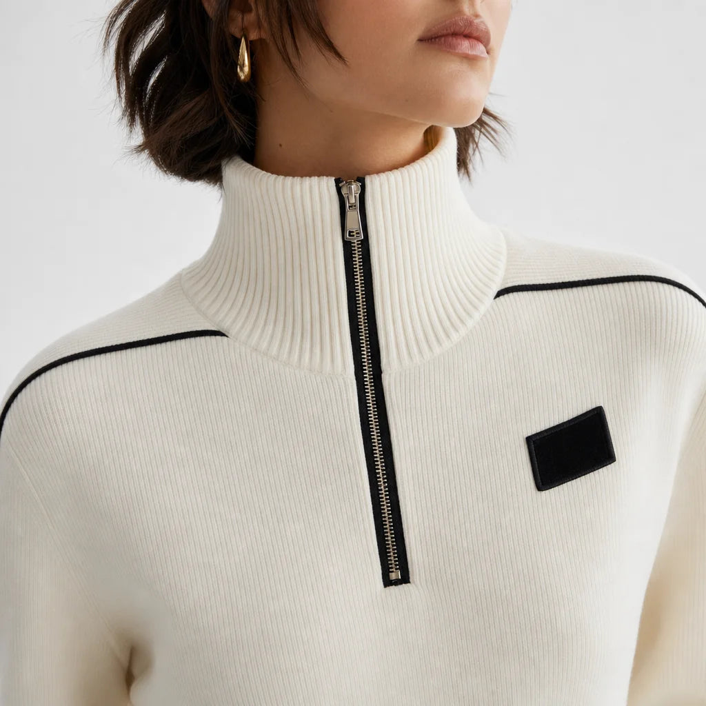 Women's Ribbed Polyester Workout Set | Cute Matching Activewear with Half Turtleneck 1