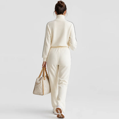 Women's Ribbed Polyester Workout Set | Cute Matching Activewear with Half Turtleneck 5