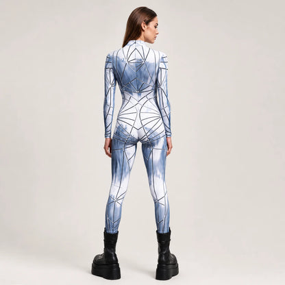 Women's Shattered Mirror Print Costume | Sleek Form-Fitting Halloween Outfit 2