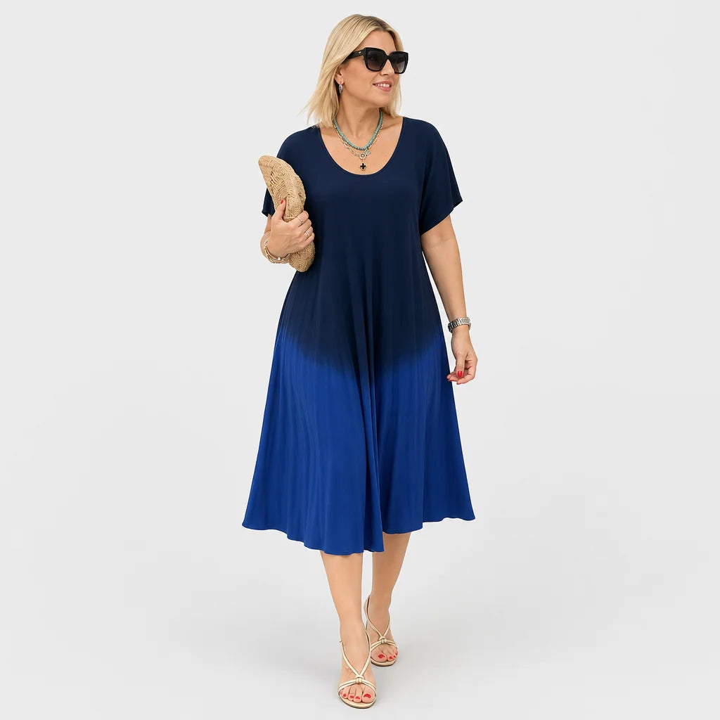 Women's Silky Dip-Dye Summer Dress | Elegant Flattering A-Line Design 2
