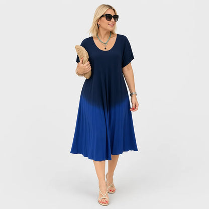 Women's Silky Dip-Dye Summer Dress | Elegant Flattering A-Line Design 2