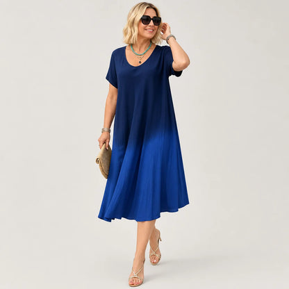 Women's Silky Dip-Dye Summer Dress | Elegant Flattering A-Line Design 3