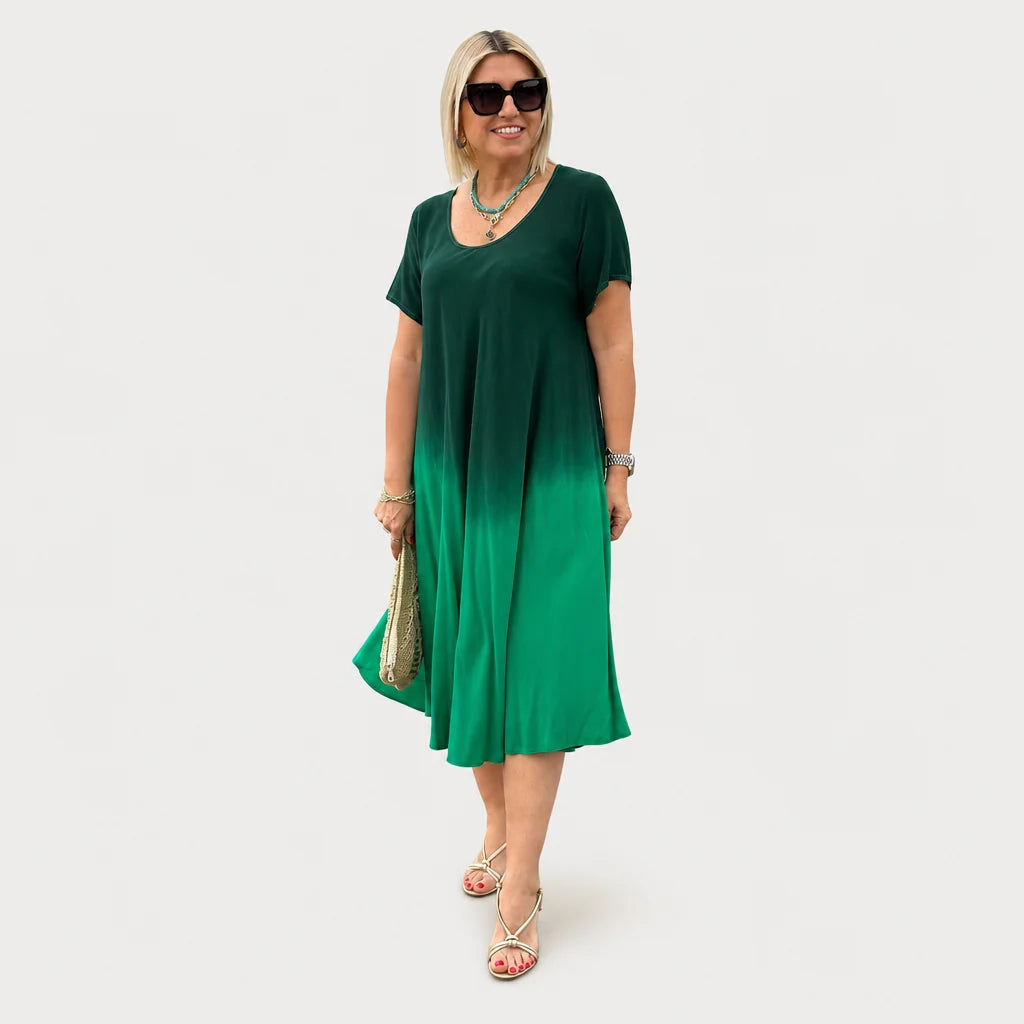 Women's Silky Dip-Dye Summer Dress | Elegant Flattering A-Line Design 4