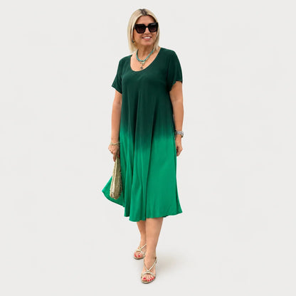 Women's Silky Dip-Dye Summer Dress | Elegant Flattering A-Line Design 4