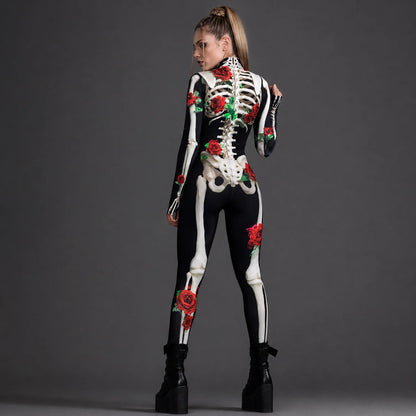 Women's Skeleton Print Costume | Elegant Floral Design Halloween Outfit 3