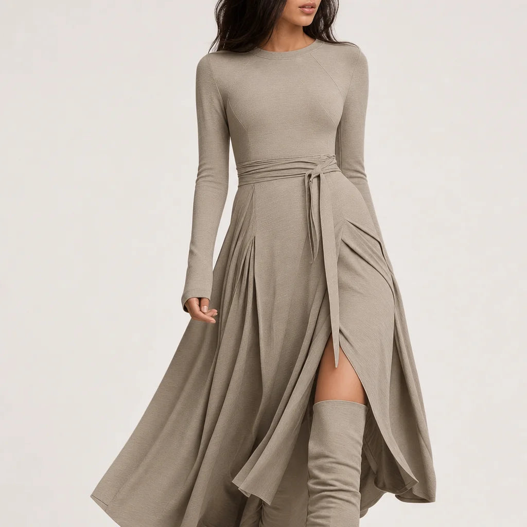 Women's Soft Knit Blend Maxi Dress | Elegant Long Sleeve High Neck Formal Dress 3