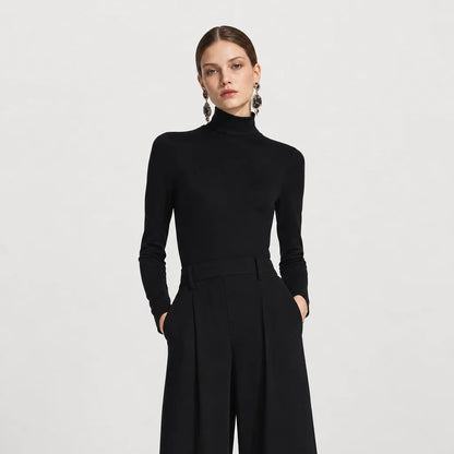 Women's Soft Knit Turtleneck Jumpsuit | Sleek Wide-Leg Fall Outfit 1